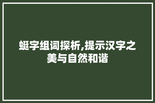 蜓字组词探析,提示汉字之美与自然和谐