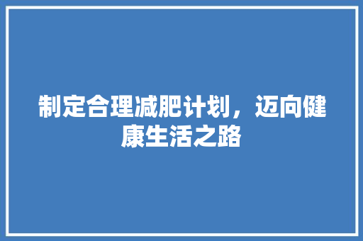 制定合理减肥计划，迈向健康生活之路