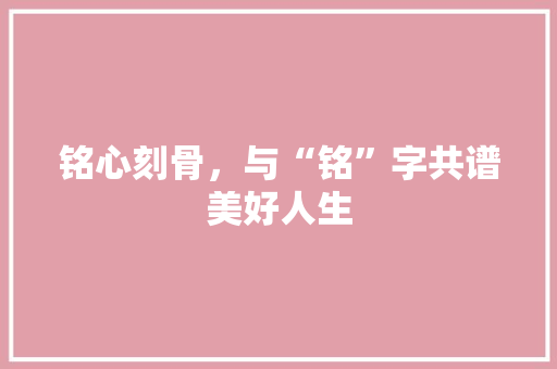 铭心刻骨，与“铭”字共谱美好人生