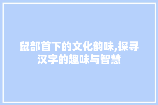鼠部首下的文化韵味,探寻汉字的趣味与智慧