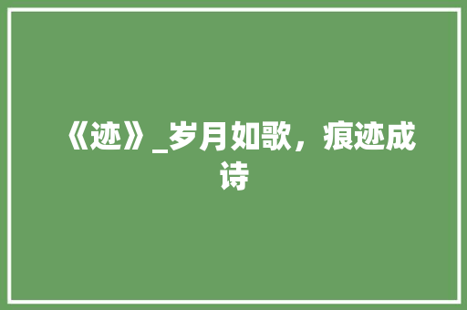 《迹》_岁月如歌，痕迹成诗