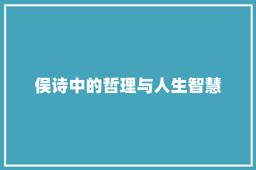 俣诗中的哲理与人生智慧