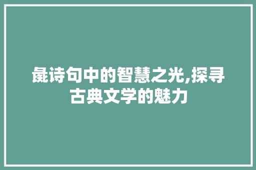 彘诗句中的智慧之光,探寻古典文学的魅力
