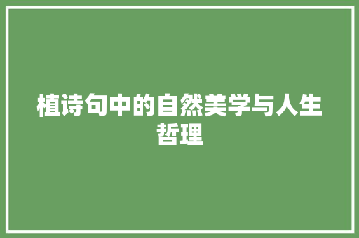 植诗句中的自然美学与人生哲理