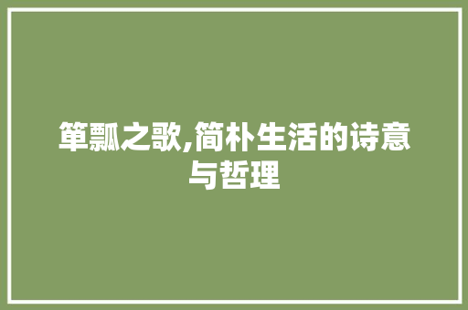 箪瓢之歌,简朴生活的诗意与哲理