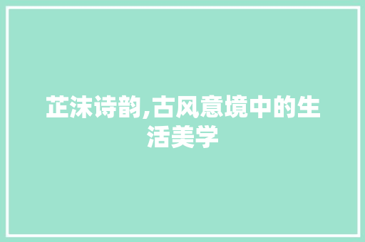 芷沫诗韵,古风意境中的生活美学