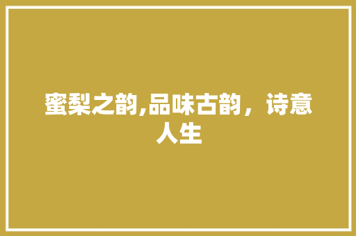 蜜梨之韵,品味古韵，诗意人生