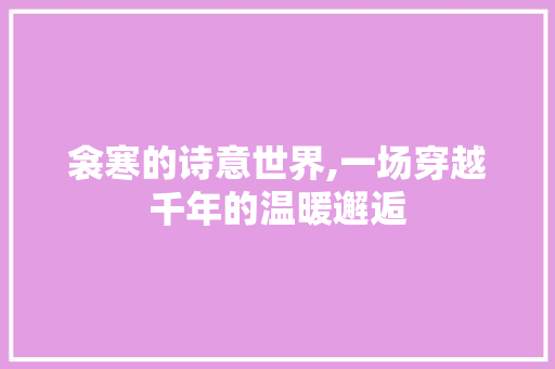 衾寒的诗意世界,一场穿越千年的温暖邂逅