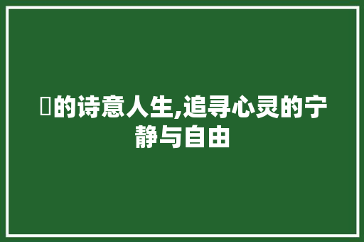 觼的诗意人生,追寻心灵的宁静与自由