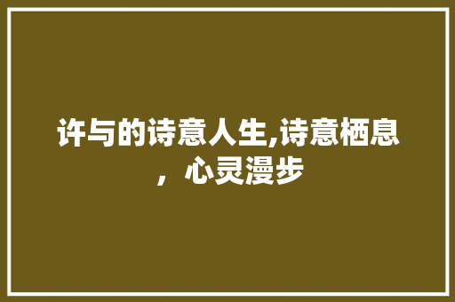 许与的诗意人生,诗意栖息，心灵漫步