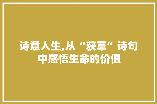 诗意人生,从“获草”诗句中感悟生命的价值