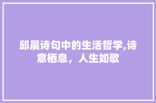 邱晨诗句中的生活哲学,诗意栖息，人生如歌
