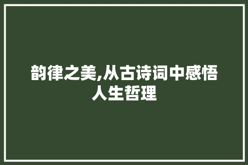 韵律之美,从古诗词中感悟人生哲理