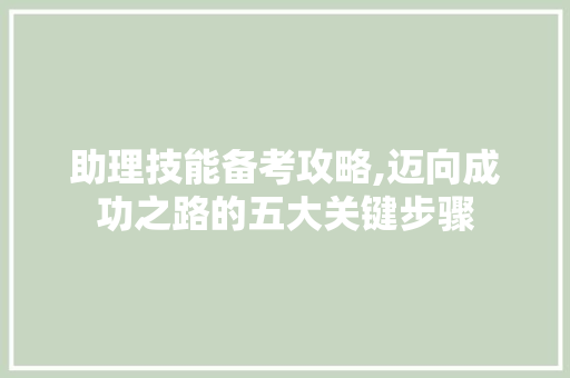 助理技能备考攻略,迈向成功之路的五大关键步骤
