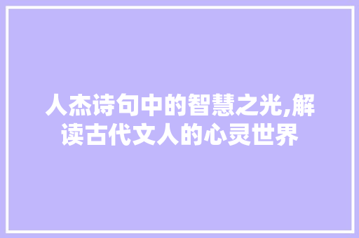 人杰诗句中的智慧之光,解读古代文人的心灵世界