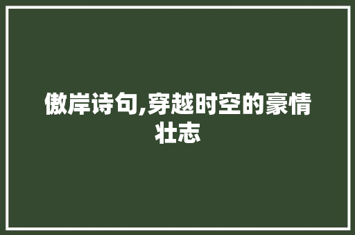 傲岸诗句,穿越时空的豪情壮志