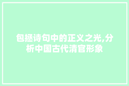 包拯诗句中的正义之光,分析中国古代清官形象