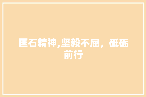 匪石精神,坚毅不屈，砥砺前行