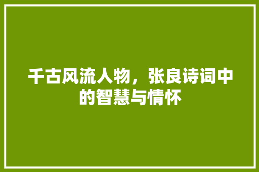 千古风流人物，张良诗词中的智慧与情怀