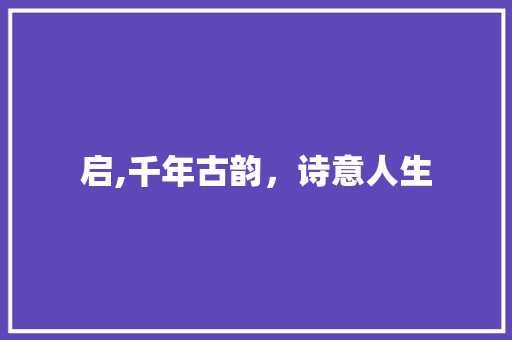 启,千年古韵，诗意人生