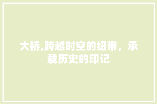 大桥,跨越时空的纽带，承载历史的印记
