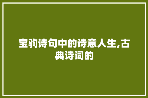 宝驹诗句中的诗意人生,古典诗词的