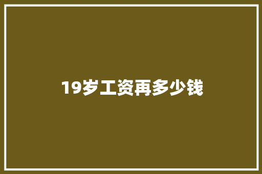 19岁工资再多少钱