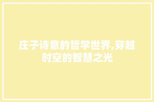 庄子诗意的哲学世界,穿越时空的智慧之光