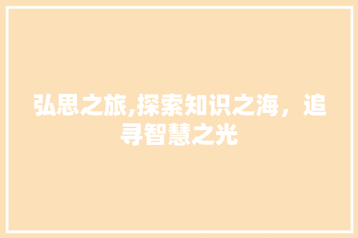 弘思之旅,探索知识之海，追寻智慧之光
