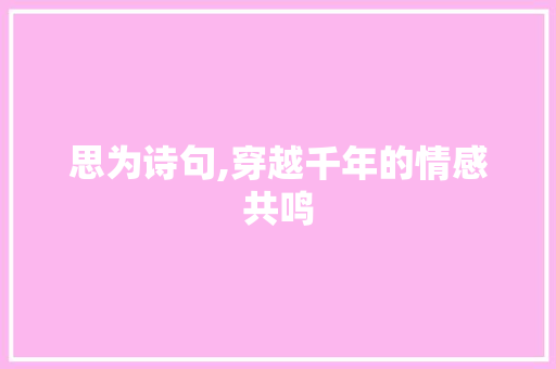 思为诗句,穿越千年的情感共鸣