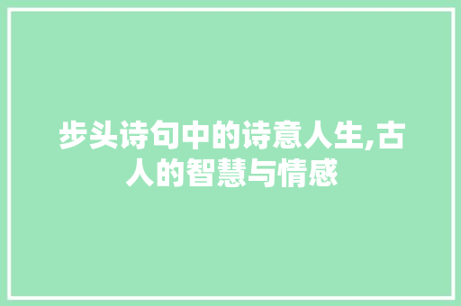 步头诗句中的诗意人生,古人的智慧与情感