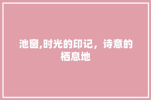 池窗,时光的印记，诗意的栖息地