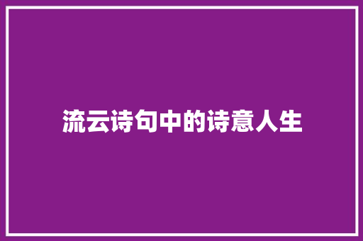 流云诗句中的诗意人生