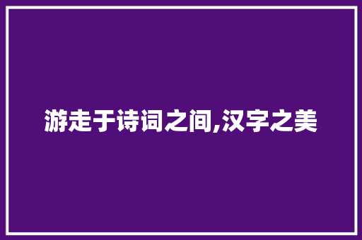 游走于诗词之间,汉字之美