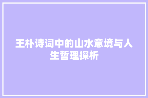 王朴诗词中的山水意境与人生哲理探析