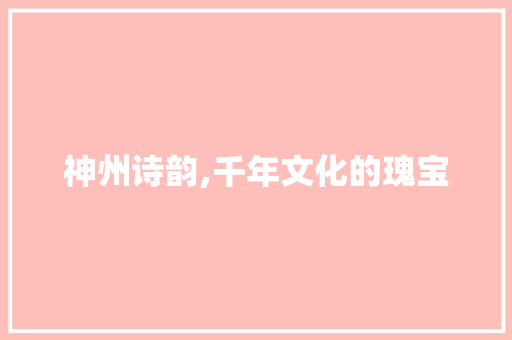 神州诗韵,千年文化的瑰宝