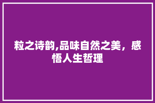 粒之诗韵,品味自然之美，感悟人生哲理