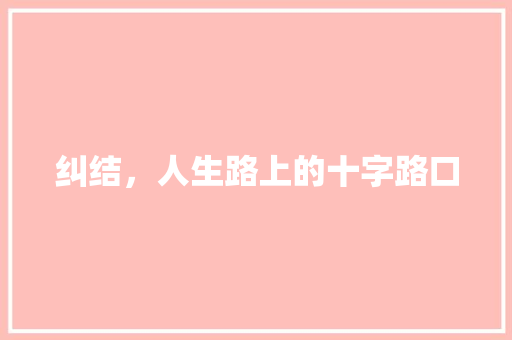 纠结，人生路上的十字路口