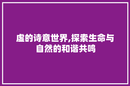 虚的诗意世界,探索生命与自然的和谐共鸣
