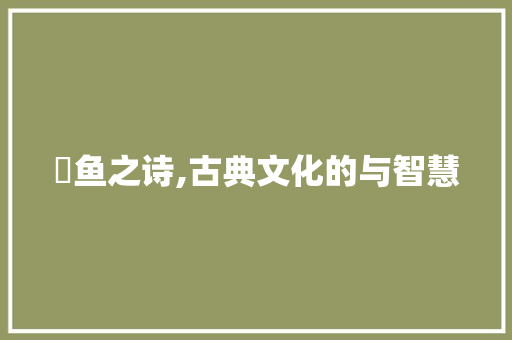 蟫鱼之诗,古典文化的与智慧