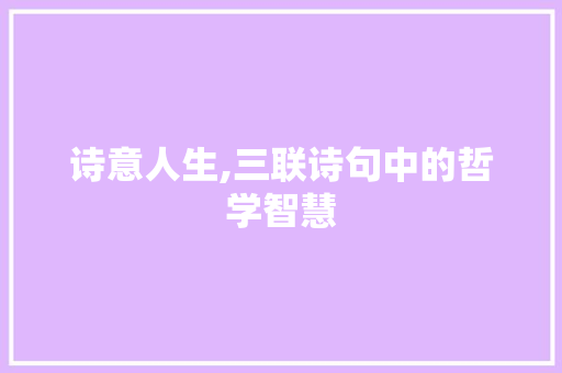 诗意人生,三联诗句中的哲学智慧