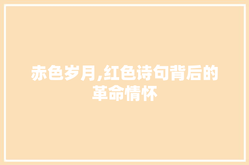 赤色岁月,红色诗句背后的革命情怀