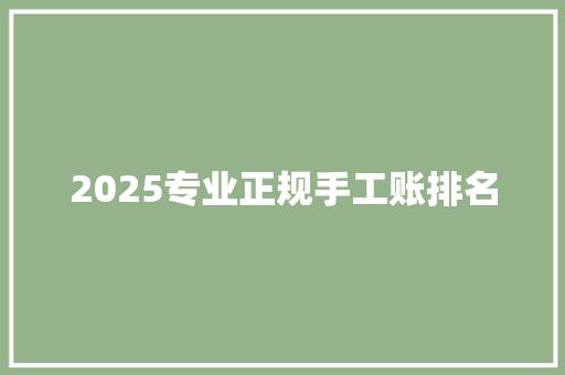 2025专业正规手工账排名