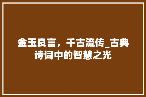 金玉良言，千古流传_古典诗词中的智慧之光