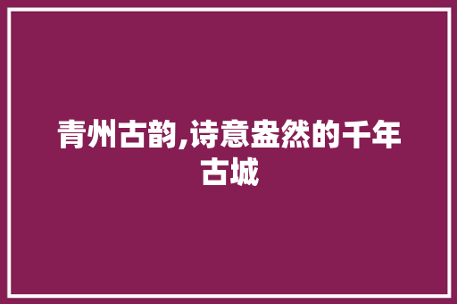 青州古韵,诗意盎然的千年古城