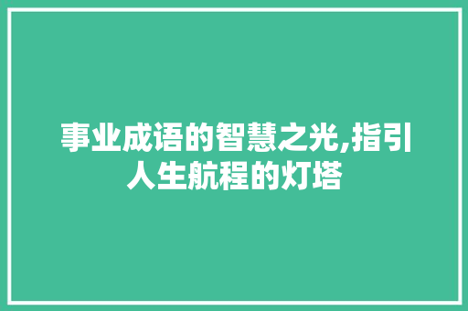 事业成语的智慧之光,指引人生航程的灯塔