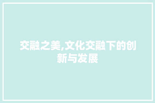 交融之美,文化交融下的创新与发展