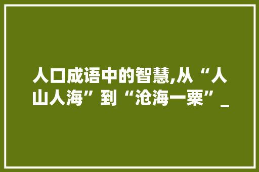 人口成语中的智慧,从“人山人海”到“沧海一粟”_解读人口成语背后的社会现象
