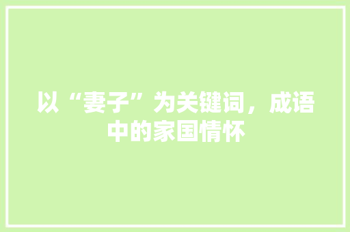 以“妻子”为关键词，成语中的家国情怀