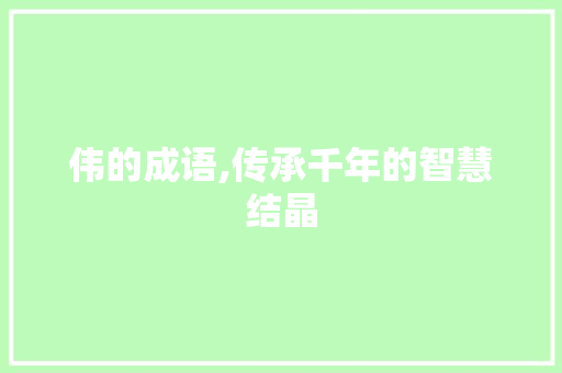 伟的成语,传承千年的智慧结晶